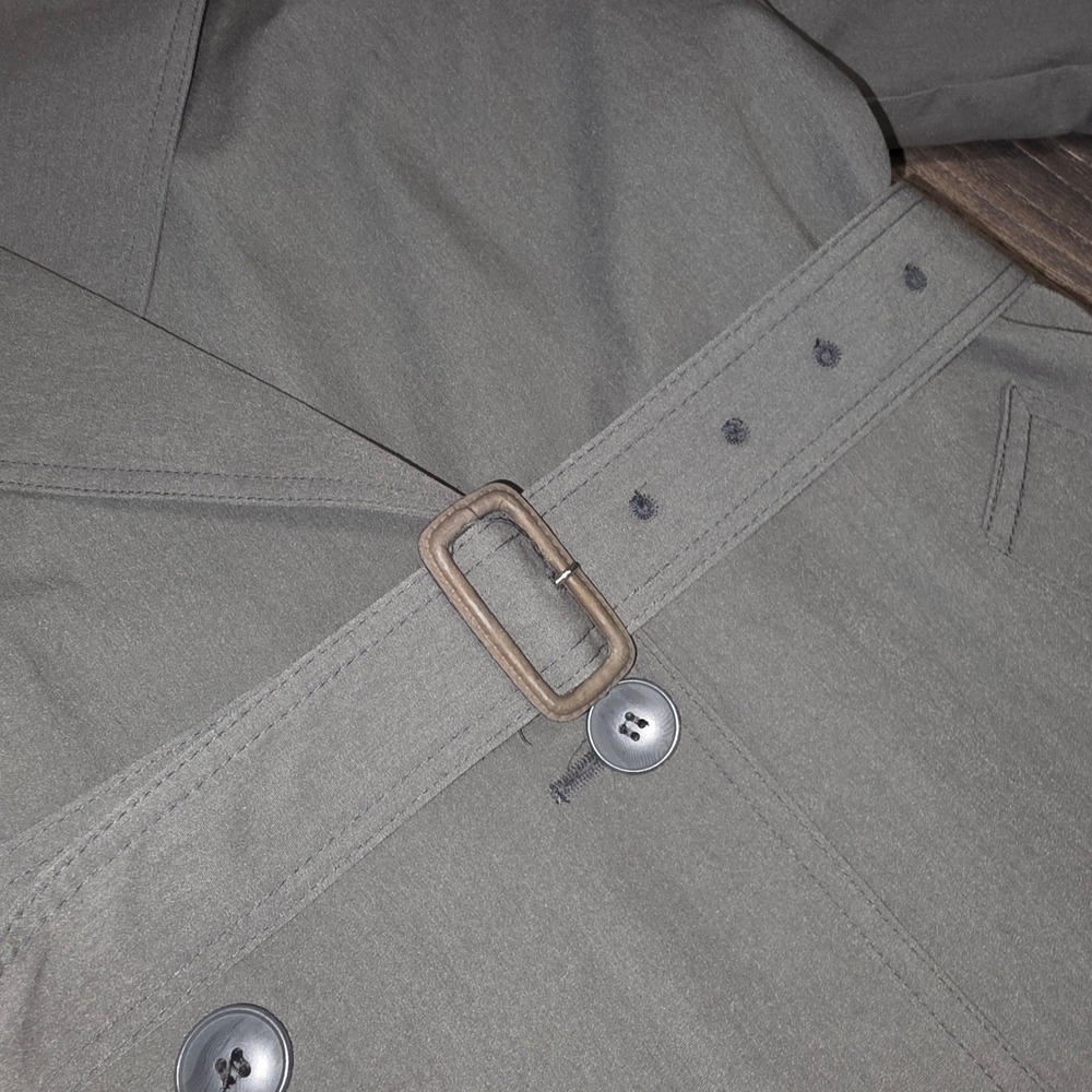 London Fog Classic Double Breasted Trench Coat Women's Size 12 Reg Olive Belted - Picture 12 of 13